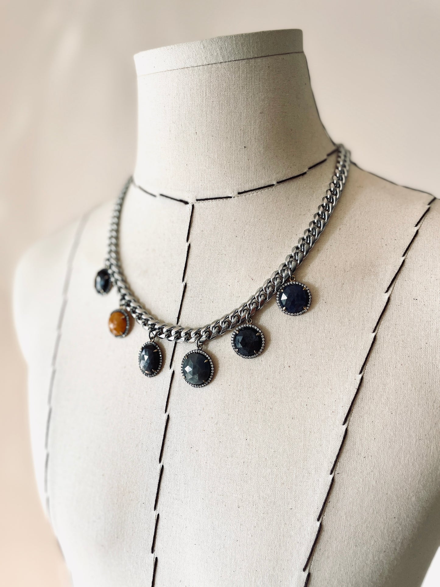 GL5 Sapphire Statement Choker Necklace Chain-MEKERA STUDIOS