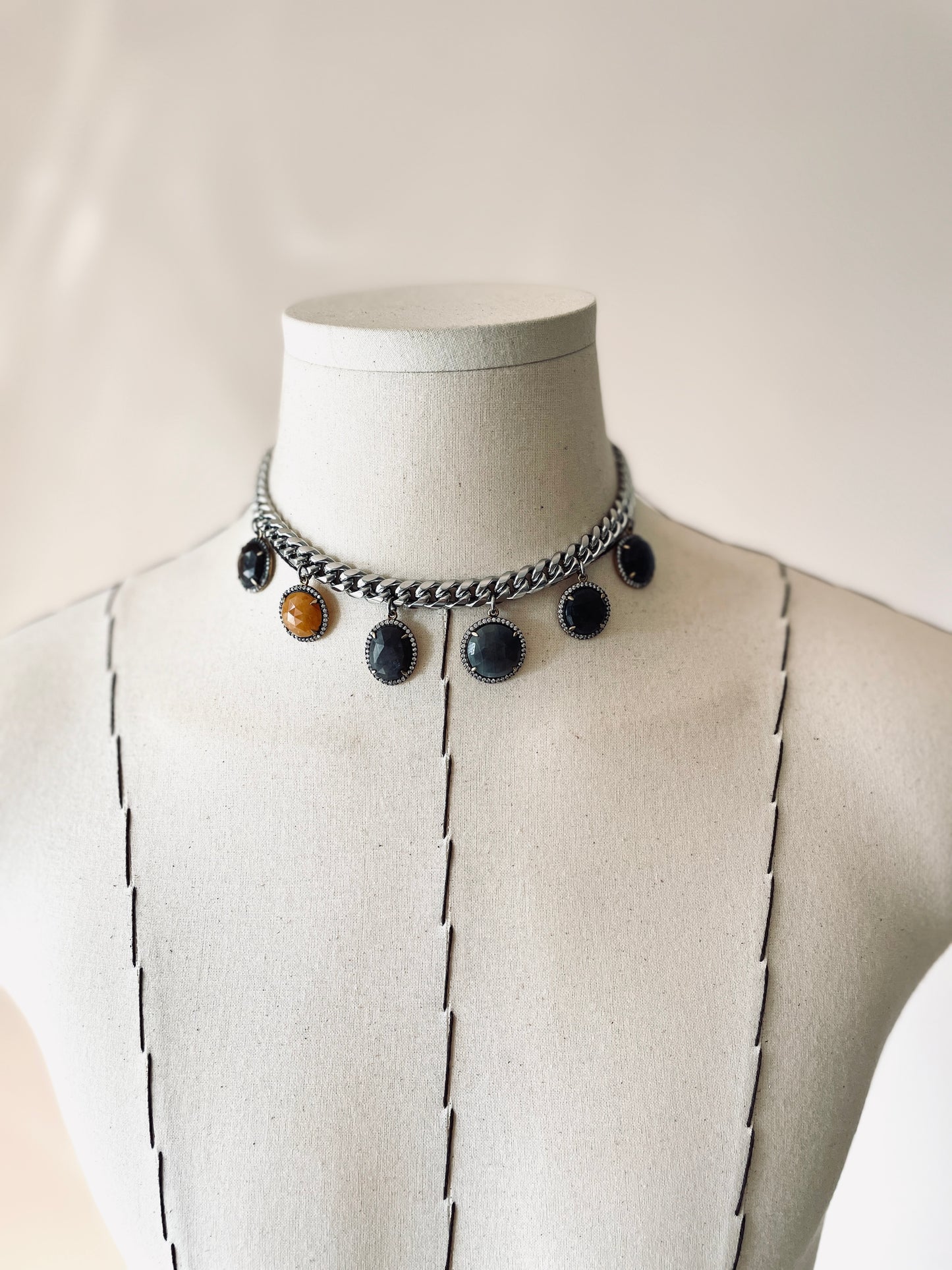 GL5 Sapphire Statement Choker Necklace Chain-MEKERA STUDIOS