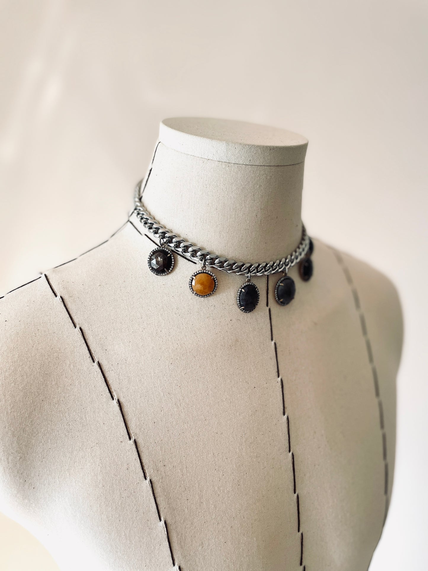 GL5 Sapphire Statement Choker Necklace Chain-MEKERA STUDIOS