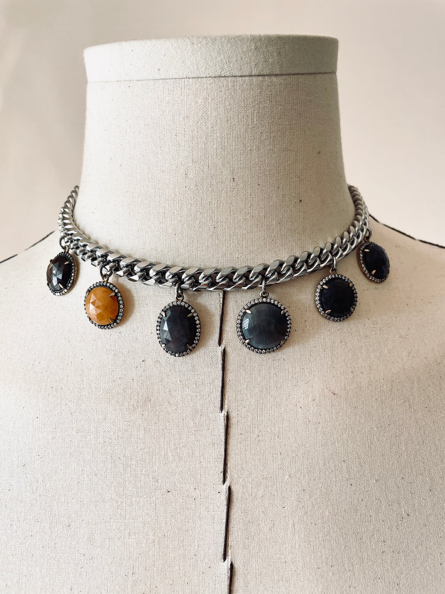 GL5 Sapphire Statement Choker Necklace Chain-MEKERA STUDIOS