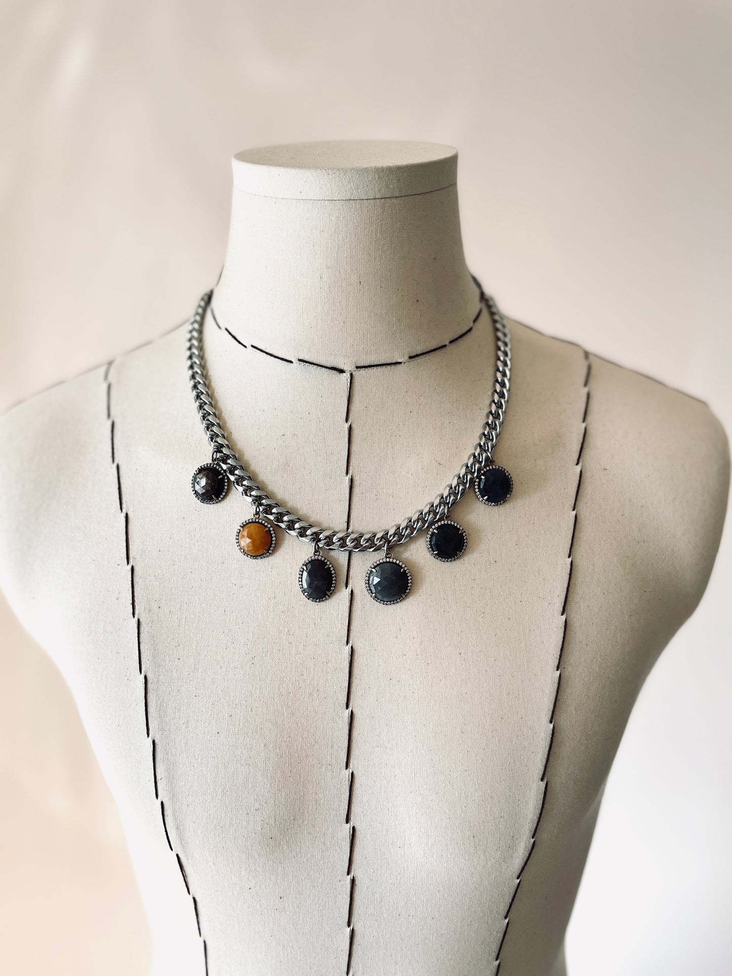 GL5 Sapphire Statement Choker Necklace Chain-MEKERA STUDIOS